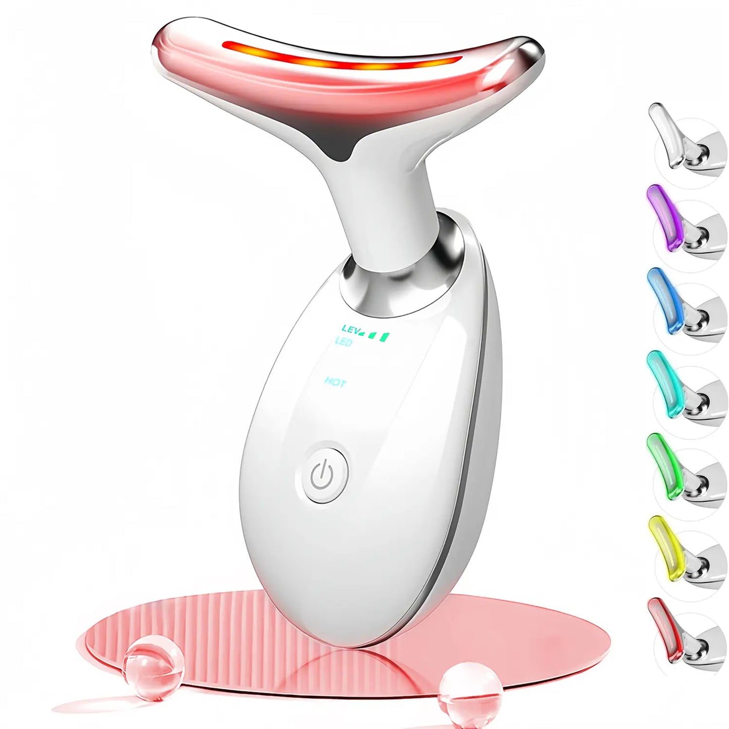 Cotsoco 7 Color Facial Massager Tool, Facial and Neck Massager with 7 LED Light, Skin Care Device, Suitable for Neck Facial Leg, Gift for Women Mother